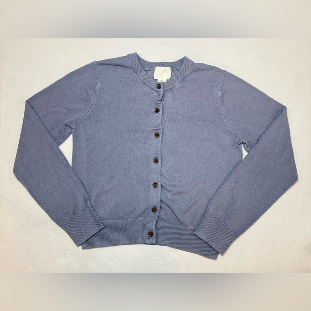 H&M Fine Knit Cardigan Light Dusty Blue Soft Viscose Blend Size S